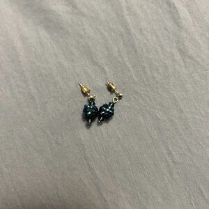 blue cluster drop earrings